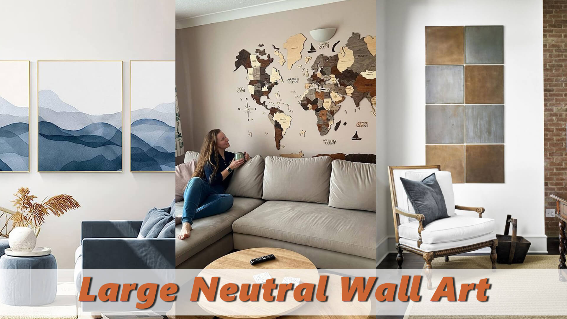 Transform Your Space with Large Neutral Wall Art – Wooden World Map
