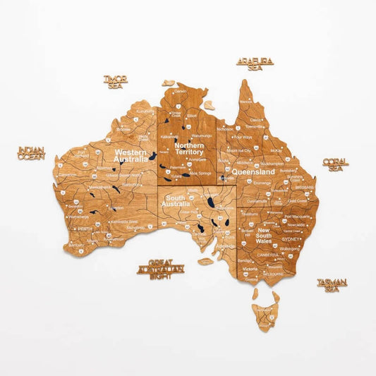 3D Wooden Map - Australia - Oak