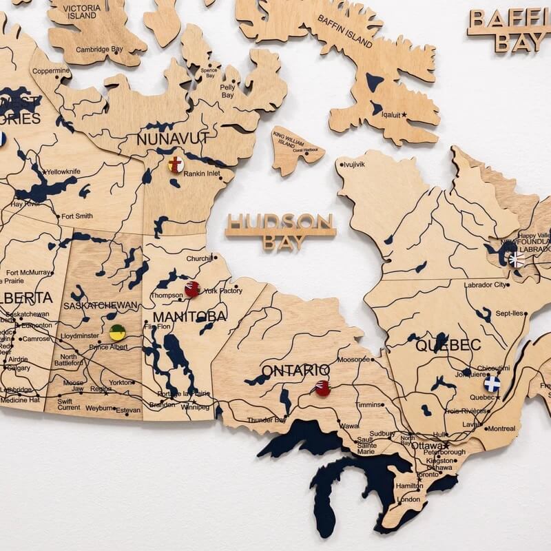 3D Wooden Map - Canada - Gold
