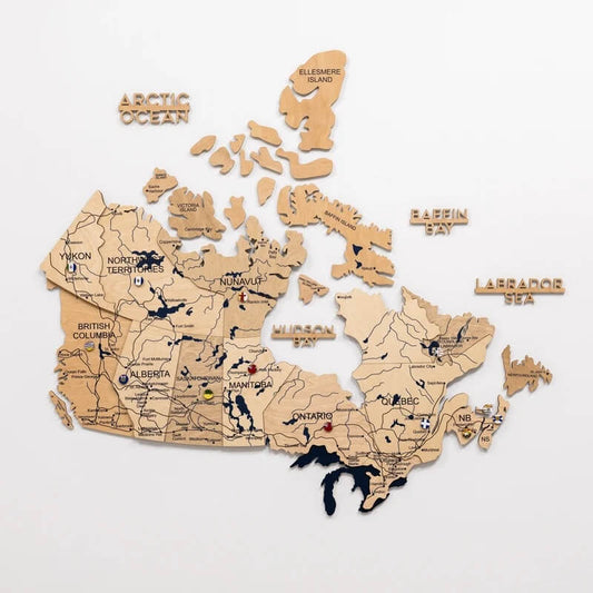 3D Wooden Map - Canada - Gold