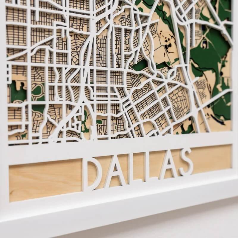 3D Wooden City Map - Dallas