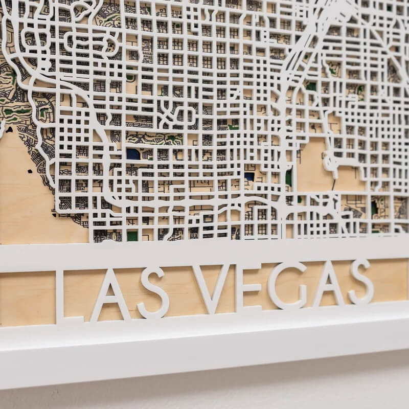 3D Wooden City Map - Las Vegas