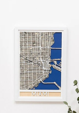 3D Wooden City Map - Miami