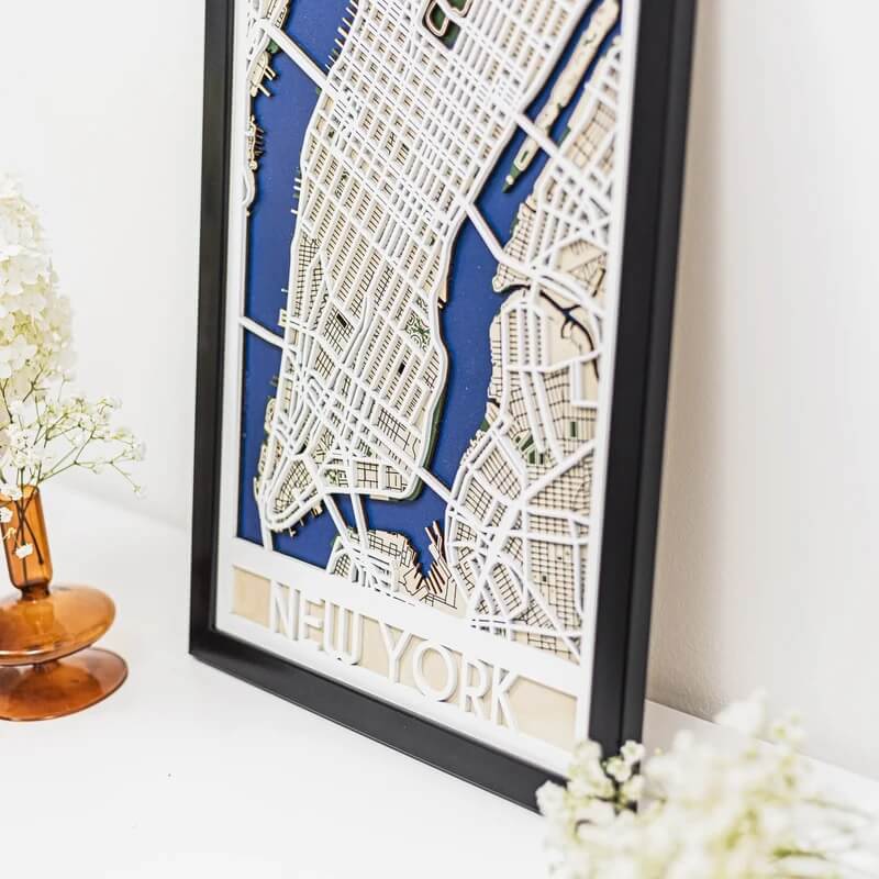 3D Wooden City Map - New York