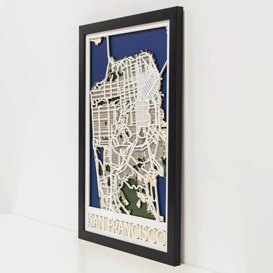 3D Wooden City Map - San Francisco