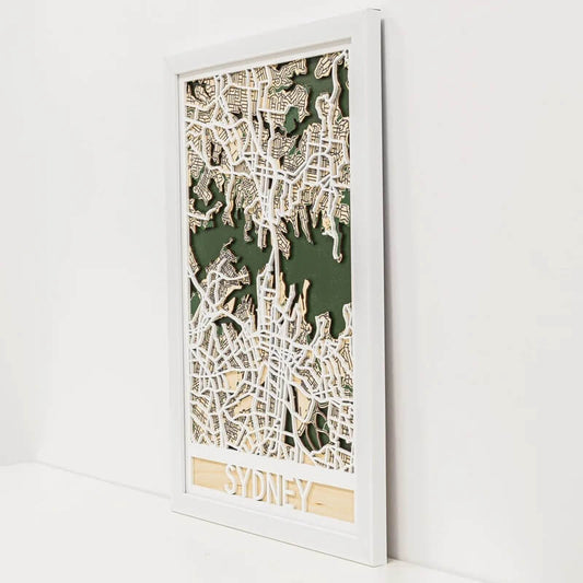 3D Wooden City Map - Sydney
