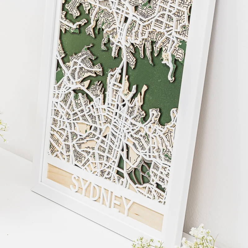 3D Wooden City Map - Sydney