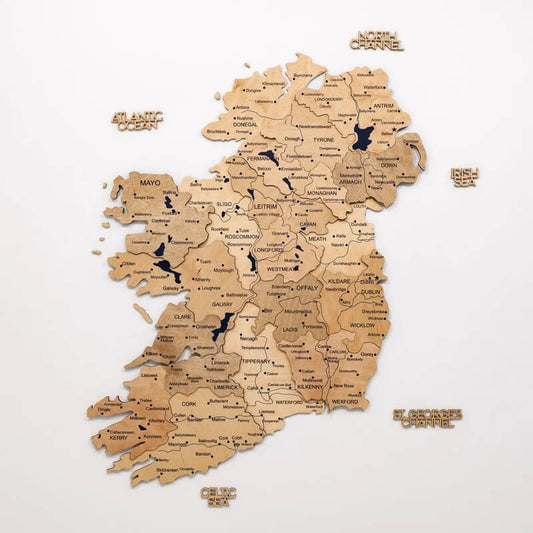 3D Wooden Map - Ireland- Gold