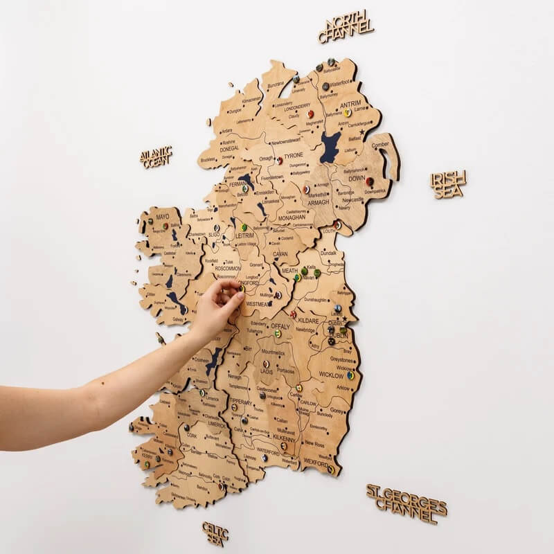 3D Wooden Map - Ireland- Gold