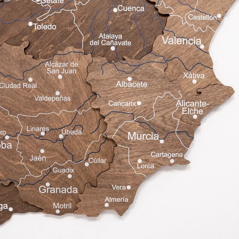 3D Wooden Map - Spain- Dark Walnut