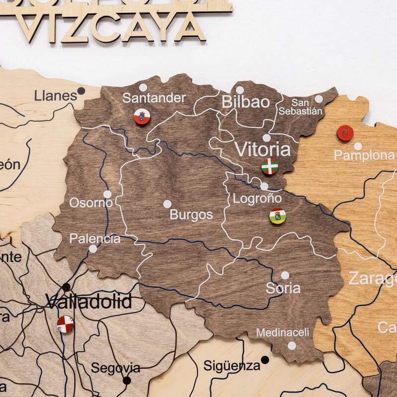 3D Wooden Map - Spain- Multicolor