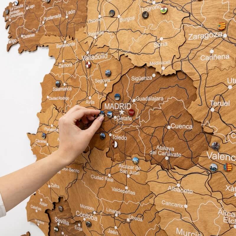 3D Wooden Map - Spain- Oak