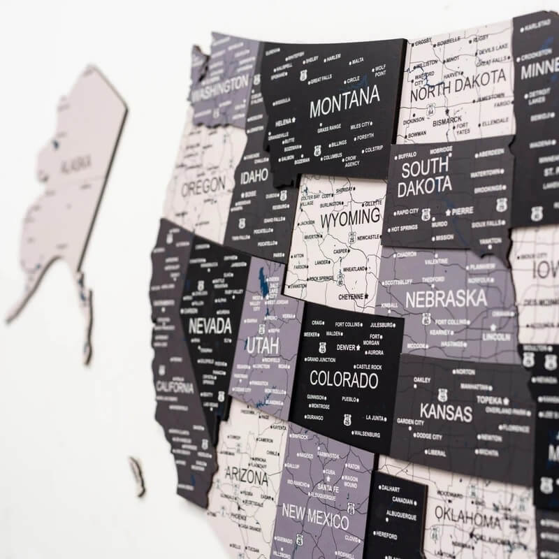 Mapa de madera 3D de los Estados Unidos - Nordik