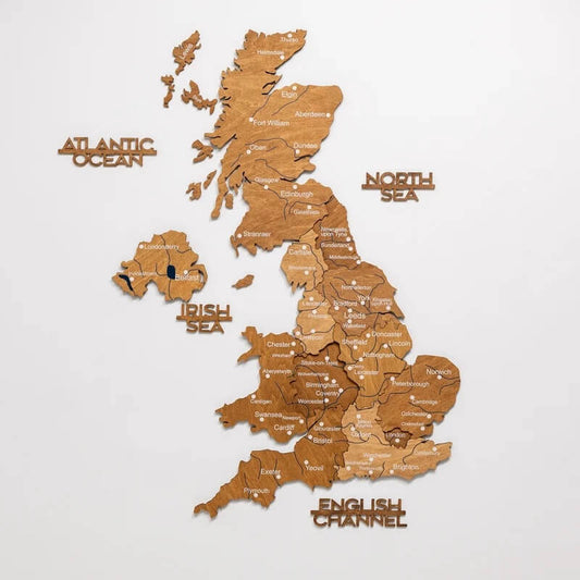 3D Wooden Map - United Kingdom - Oak