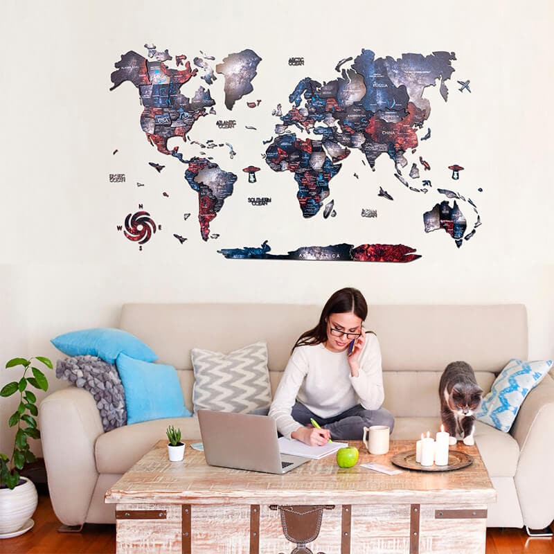 Wooden World Map - Alcor | The Best Wallmap For Your Home