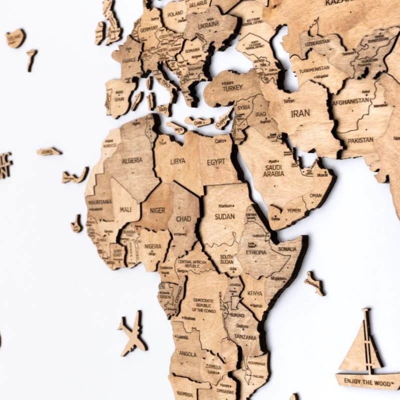 Wooden World Map - Light