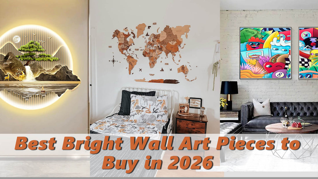 Wooden World Map Bright Wall Art Pieces