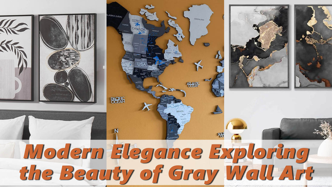 Wooden World Map Gray Wall Art