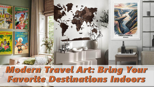 Wooden World Map Modern Travel Art