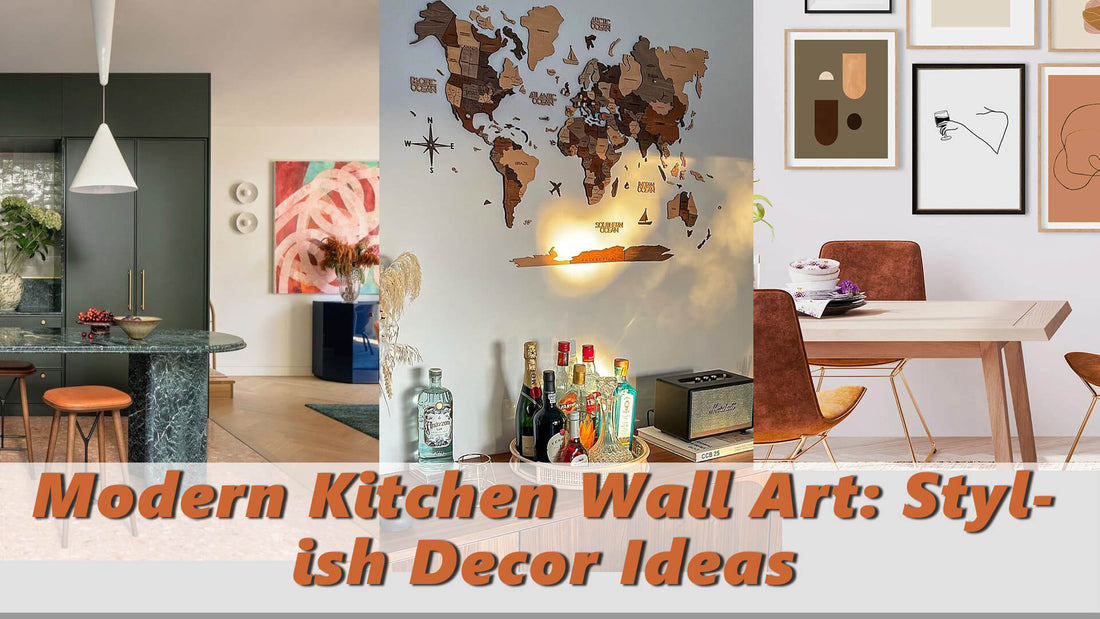 Wooden World Map Modern Kitchen Wall Art