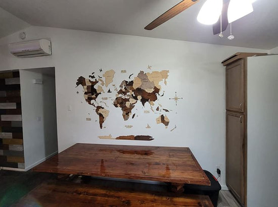 Wooden World Map Wood Map Wall Art Home Decor