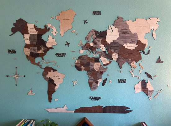 Wooden World Map Wood Map Wall Art Home Decor