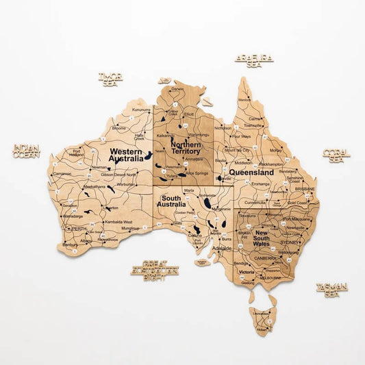 3D Wooden Map - Australia - Gold