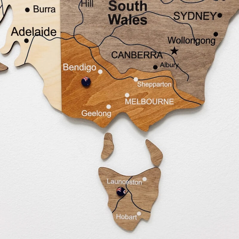 3D Wooden Map - Australia - Multicolor