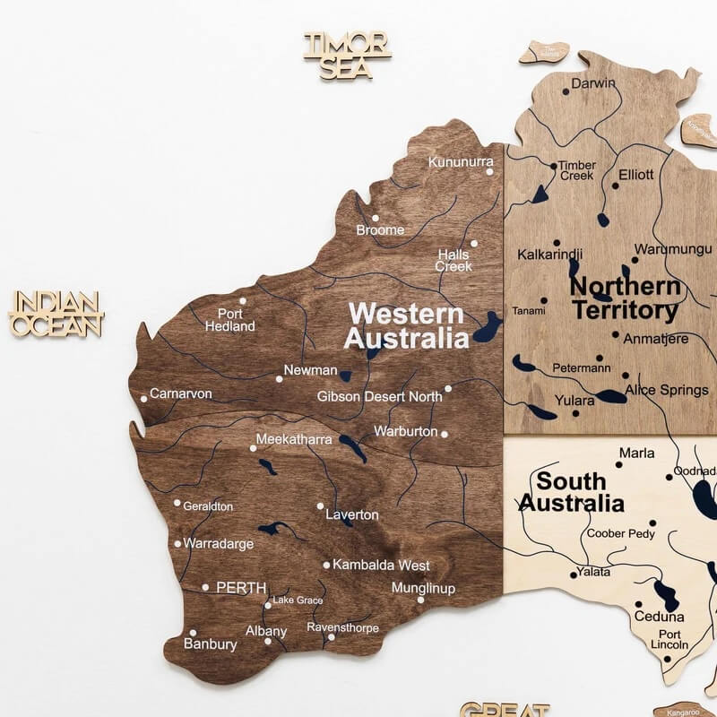 3D Wooden Map - Australia - Multicolor