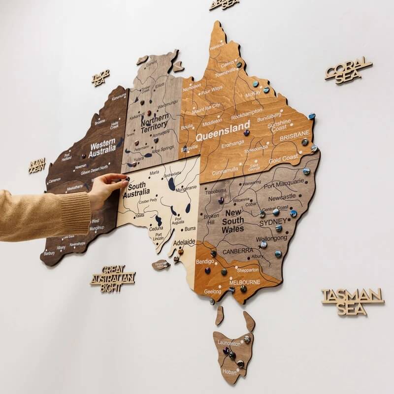 3D Wooden Map - Australia - Multicolor