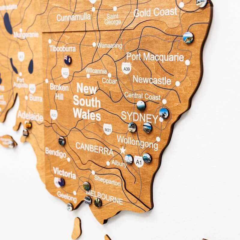 3D Wooden Map - Australia - Oak