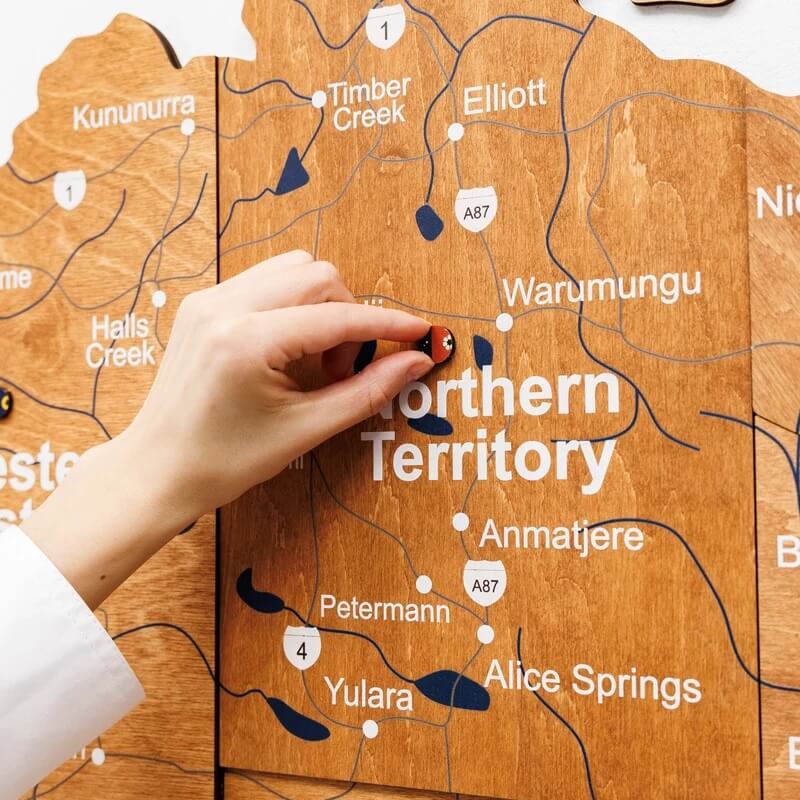 3D Wooden Map - Australia - Oak
