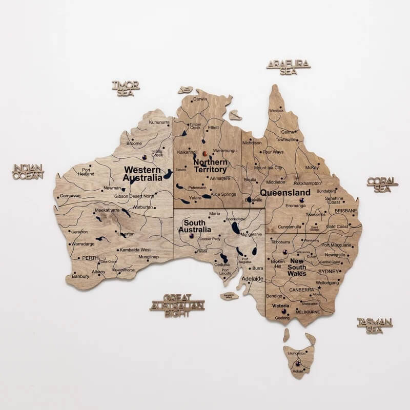 3D Wooden Map - Australia - Terra