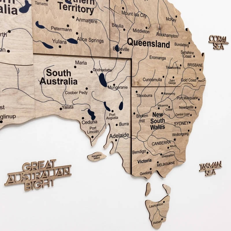 3D Wooden Map - Australia - Terra