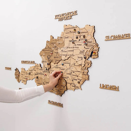3D Wooden Map - Austria - Gold