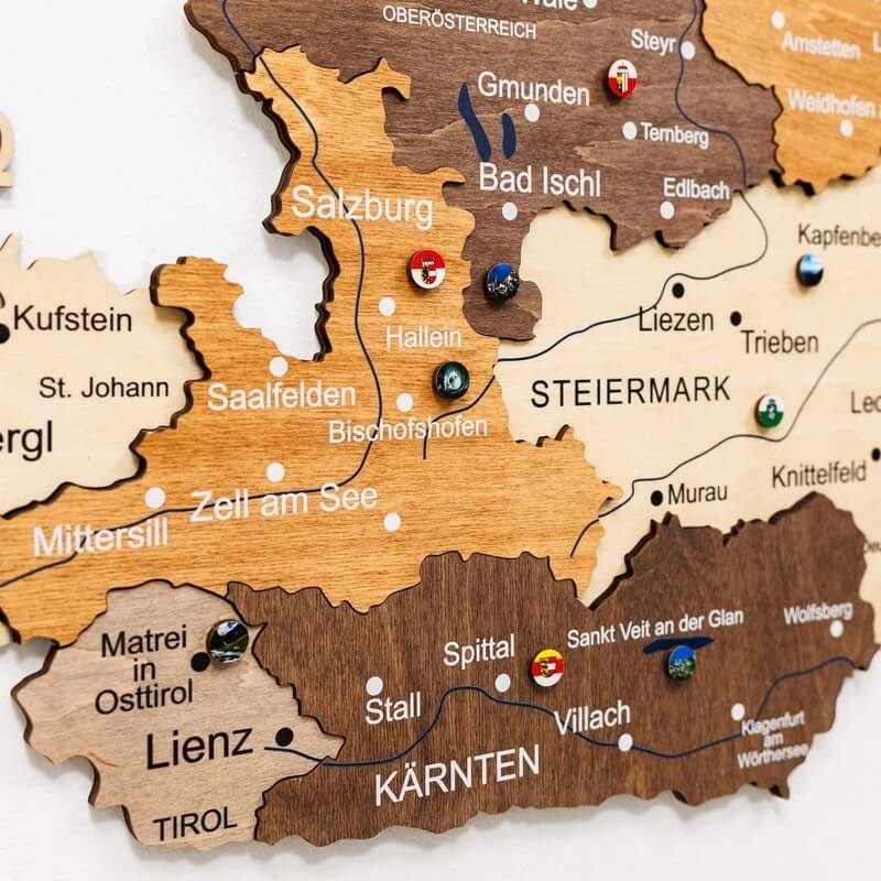 3D Wooden Map - Austria - Multicolor