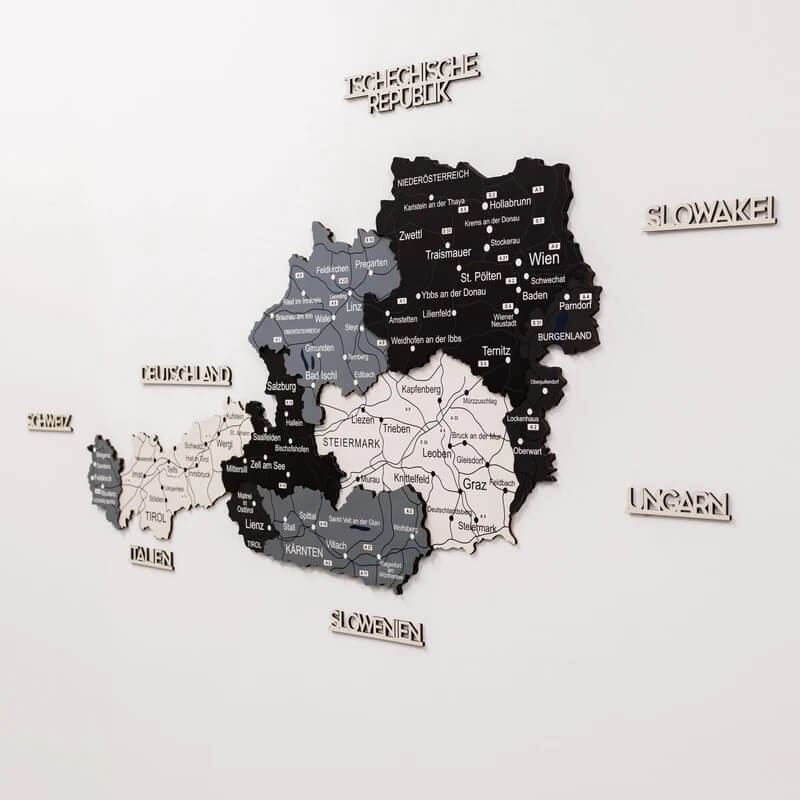 3D Wooden Map - Austria - Nordik