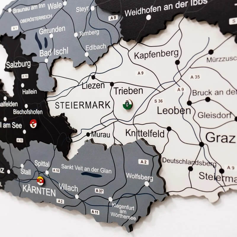 3D Wooden Map - Austria - Nordik