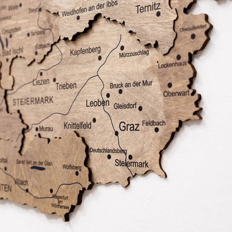 3D Wooden Map - Austria - Terra
