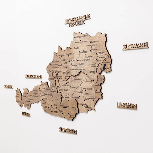 3D Wooden Map - Austria - Terra