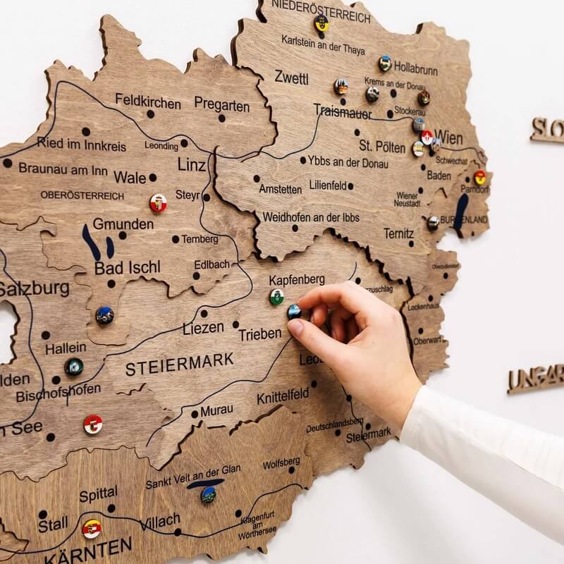 3D Wooden Map - Austria - Terra