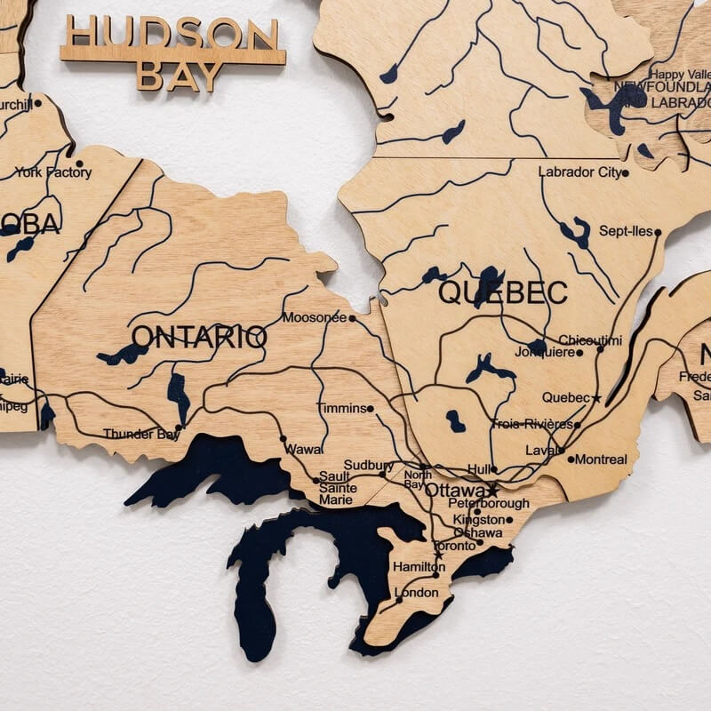 3D Wooden Map - Canada - Gold