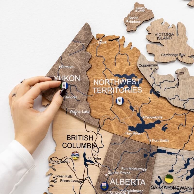 3D Wooden Map - Canada - Multicolor