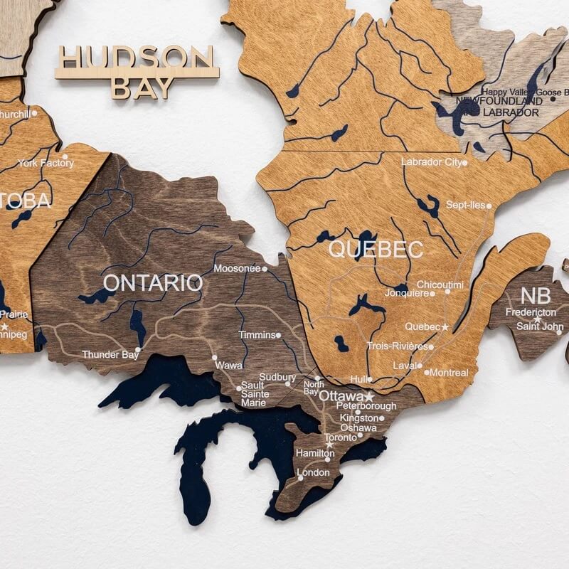 3D Wooden Map - Canada - Multicolor