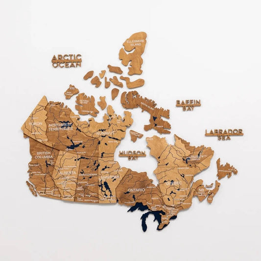 3D Wooden Map - Canada - Oak