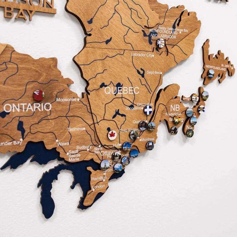 3D Wooden Map - Canada - Oak
