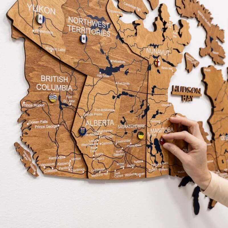 3D Wooden Map - Canada - Oak