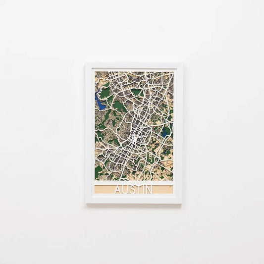 3D Wooden City Map - Austin
