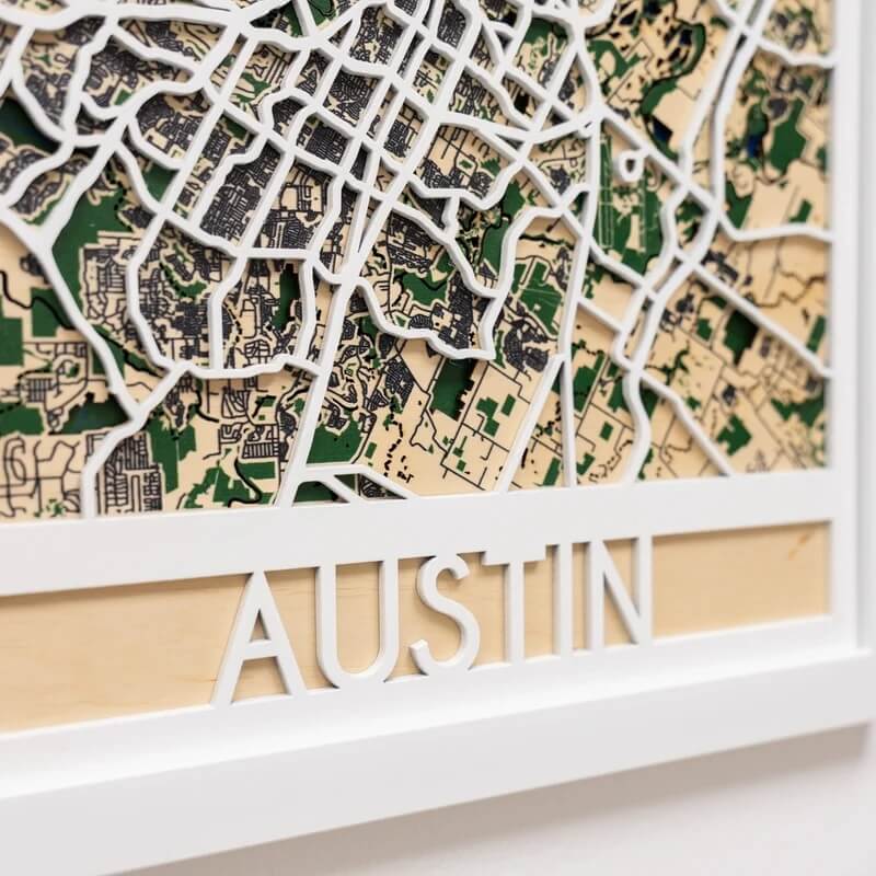 3D Wooden City Map - Austin