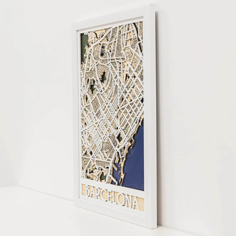 3D Wooden City Map - Barcelona